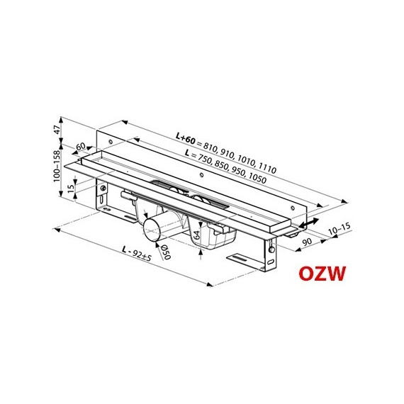 Трап Ravak Runway 850 X01628, Цвет производителя: нержавеющая сталь/мат, Размер трапа: 850 - фото 2