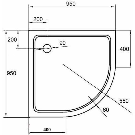 Акриловый поддон Cezares TRAY-A-R-95-550-15-W 95х95 см - фото 2