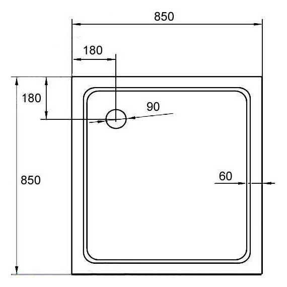 Акриловый поддон Cezares TRAY-A-A-85-15-W 85х85 см - фото 2