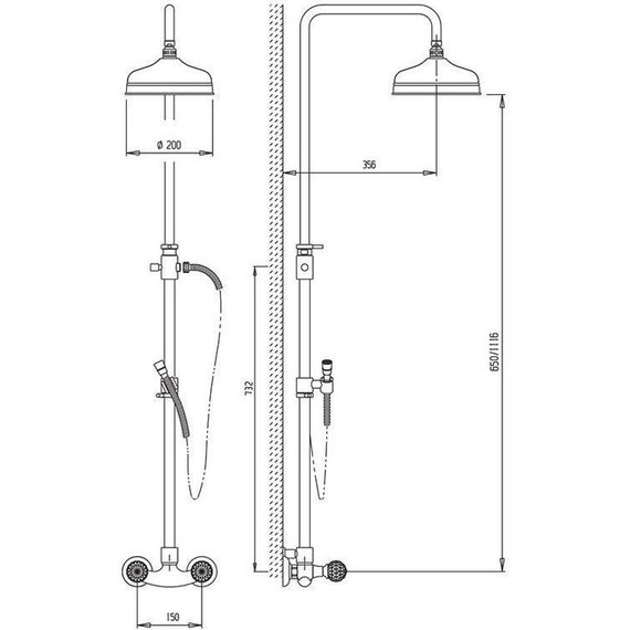 Душевая стойка Cezares Atlantis-Nostalgia CD 01, Цвет производителя: хром - фото 2
