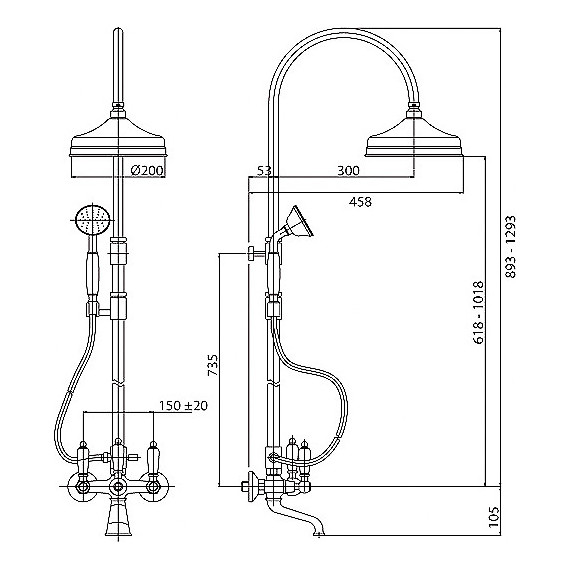 Душевая стойка Cezares First CVD 03/24-Bi, Цвет производителя: золото - фото 2