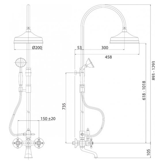 Душевая стойка Cezares Golf CVD 03/24 Bi, Цвет производителя: золото - фото 2