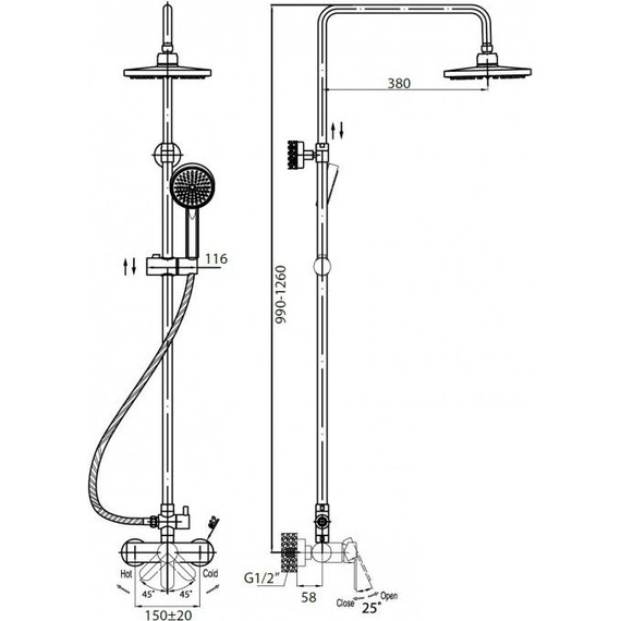 Душевая система для ванны Cezares Laconico CVD1 BLC - фото 2