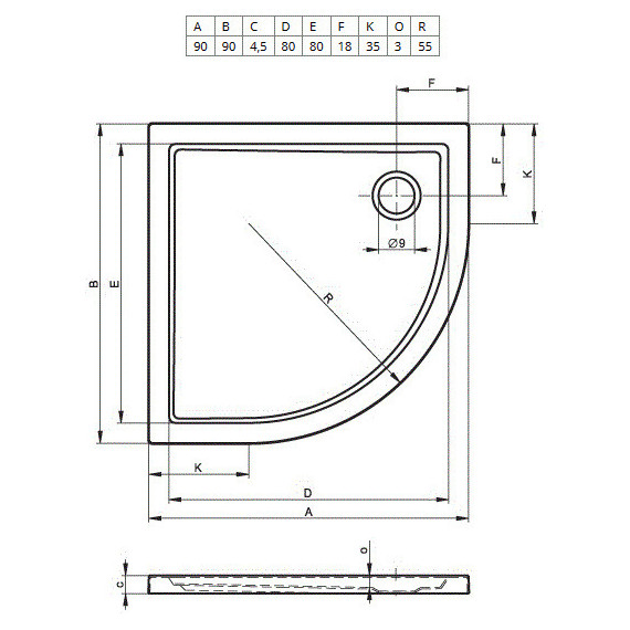 Акриловый поддон Riho Zurich 280 90х90 см D001022005 - фото 2