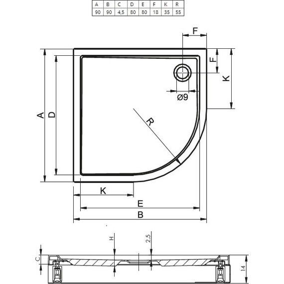 Акриловый поддон Riho Davos 281 90х90 см D002019005 - фото 2