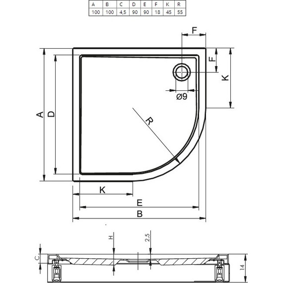 Акриловый поддон Riho Davos 285 100х100 см D002020005 - фото 2