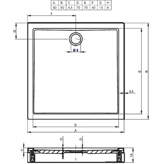 Акриловый поддон Riho Davos 249 80х80 см D002005005 - фото 2