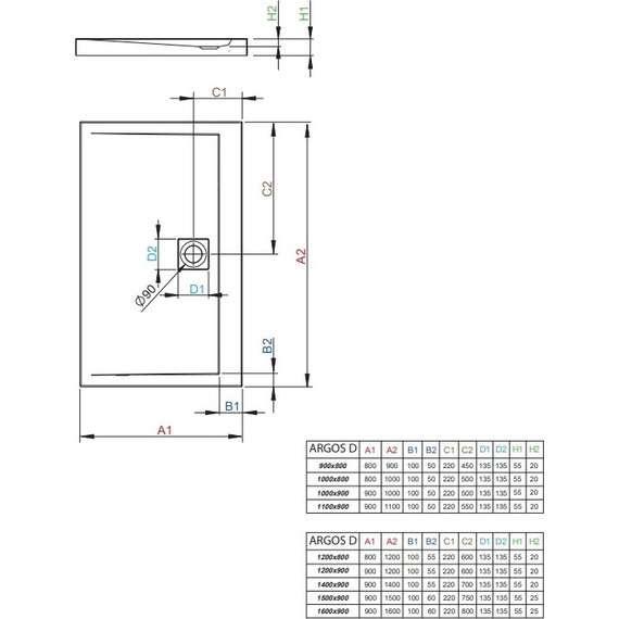 Поддон акриловый Radaway Argos D 100х80 см 4AD810-01 - фото 2