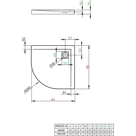 Поддон акриловый Radaway Argos A900 90х90 см 4AA99-01 - фото 2