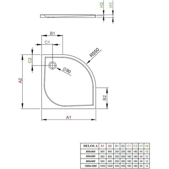 Поддон акриловый Radaway Delos A800 80х80 см SDA0808-01 - фото 2