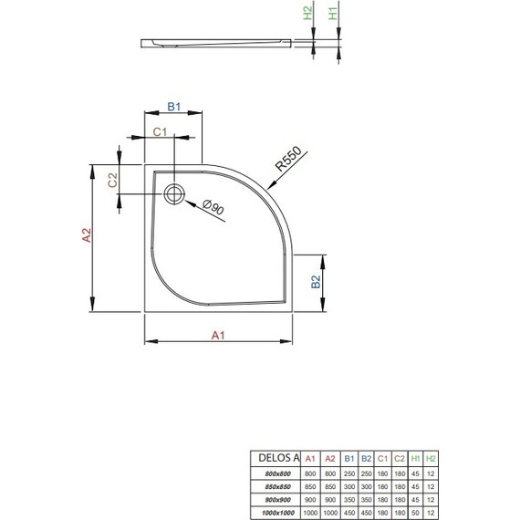 Поддон акриловый Radaway Delos A1000 100х100 см SDA1010-01 - фото 2