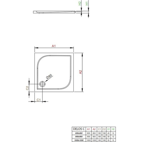 Поддон акриловый Radaway Delos C800 80х80 см SDC0808-01 - фото 2