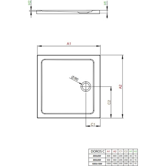 Поддон акриловый Radaway Doros C900 90х90 см SDRC9090-01 - фото 2