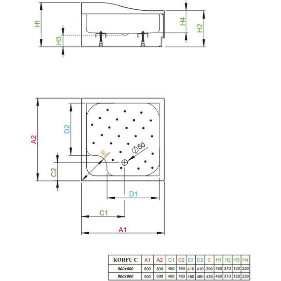 Поддон акриловый Radaway Korfu C900 90х90 см 4C99400-03 - фото 2