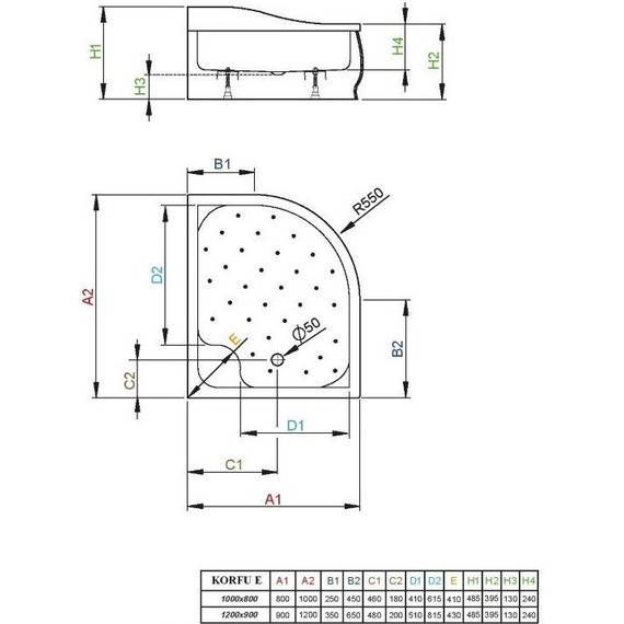 Поддон акриловый Radaway Korfu E 100х80 см 4E81400-03L - фото 2