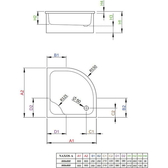 Поддон акриловый Radaway Naхos A900 90х90 см SBA9941-1 - фото, картинка 2 Поддон акриловый Radaway Naхos A900 90х90 см SBA9941-1 - фото 2