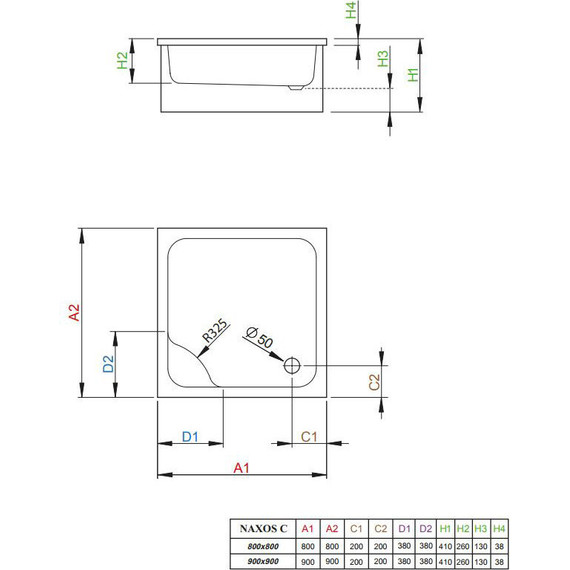 Поддон акриловый Radaway Naхos C900 90х90 см SNC9941-28 - фото 2