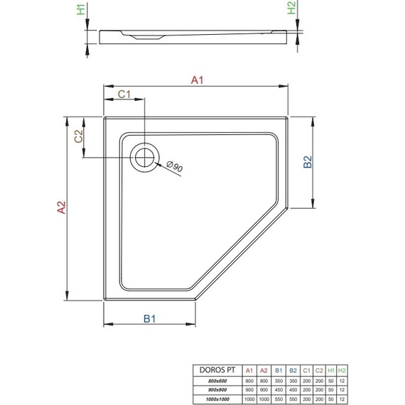 Поддон акриловый Radaway Doros PT 90х90 см SDRPT9090-01 - фото 2