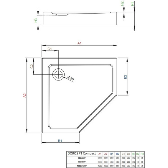 Поддон акриловый Radaway Doros PT Compact 100х100 см SDRPT1010-05 - фото 2
