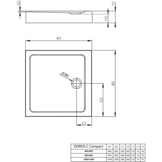 Поддон акриловый Radaway Doros C1000 Compact 100х100 см SDRC1010-05 - фото 2