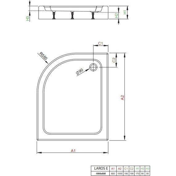 Поддон акриловый Radaway Laros E Compact 100х80 см SLE81017-01L - фото 2