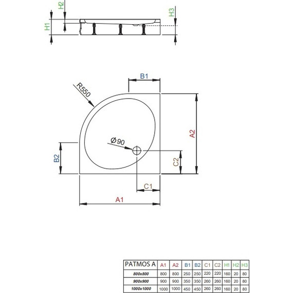 Поддон акриловый Radaway Patmos A800 80х80 см 4S88155-03 - фото 2