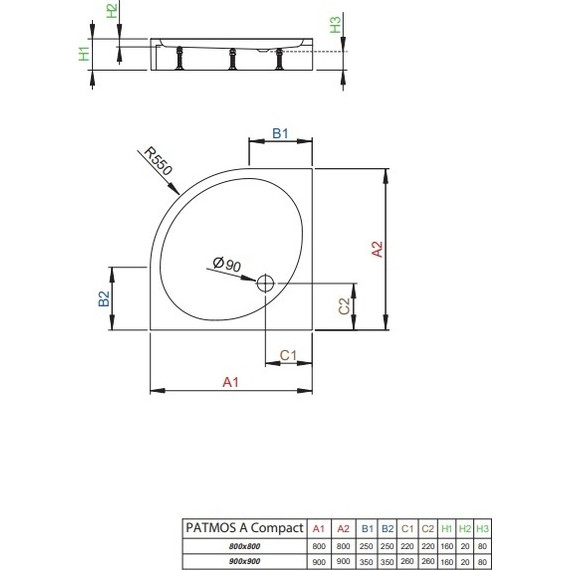 Поддон акриловый Radaway Patmos A800 Compact 80х80 см 4S88155-05 - фото 2