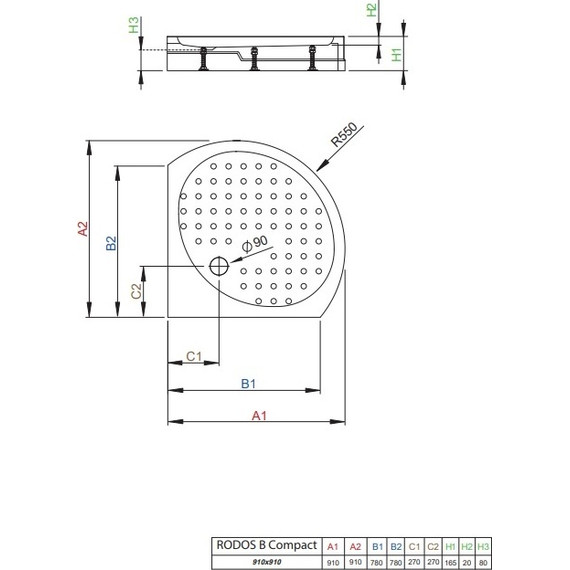 Поддон акриловый Radaway Rodos B900 Compact 91х91 см 4D99155-03 - фото 2