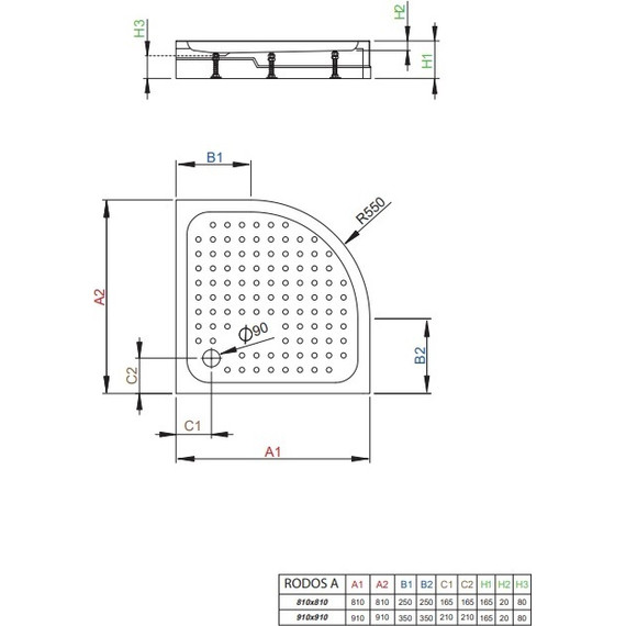 Поддон акриловый Radaway Rodos A900 Compact 90х90 см 4D99155-03 - фото 2