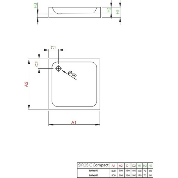 Поддон акриловый Radaway Siros C900 Compact 90х90 см SBC9917-2 - фото 2