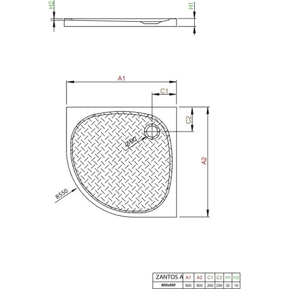 Поддон мраморный Radaway Zantos A 90х90 см M3ZNA9090-06 - фото 2