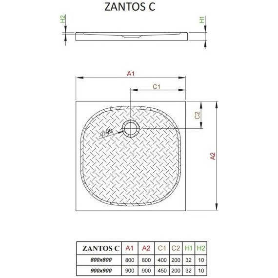 Поддон мраморный Radaway Zantos C 90х90 см M3ZNC9090-06 - фото 2