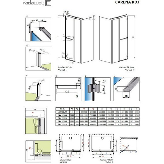 Душевое ограждение Radaway Carena KDJ 120х80 см L/R, хром/коричневое - фото 4