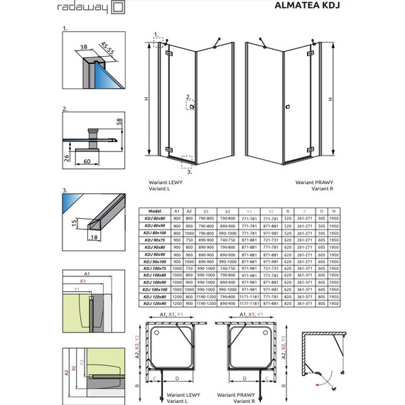 Душевое ограждение Radaway Almatea KDJ R 100х90 см, хром/матовое - фото 3