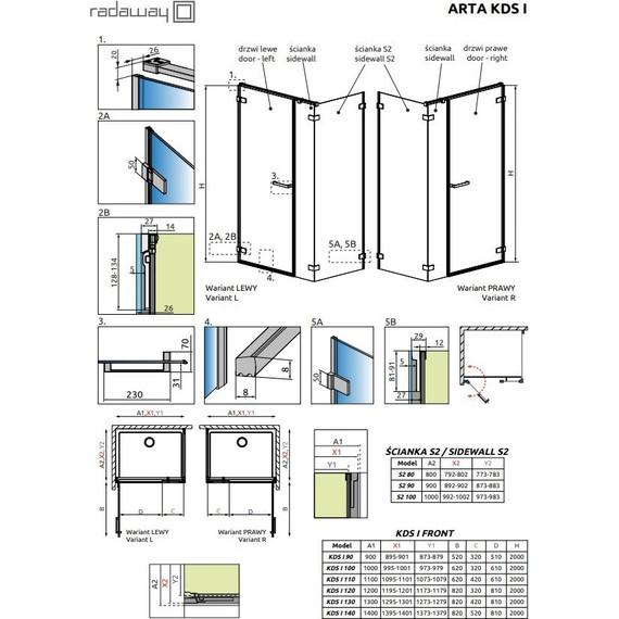 Душевое ограждение Radaway Arta KDS I + S2 100х70 см L/R, хром/прозрачное - фото 3