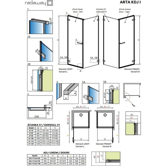 Душевое ограждение Radaway Arta KDJ I + S1 100х80 см L/R, хром/прозрачное - фото 3