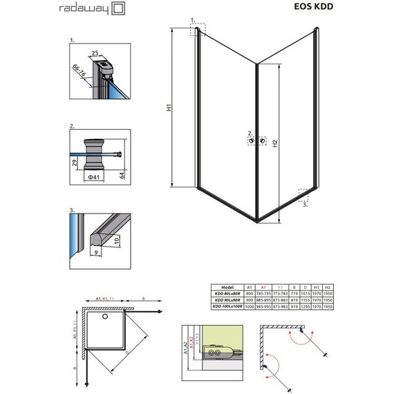 Душевое ограждение Radaway EOS KDD 80х80 см, хром/прозрачное - фото 4