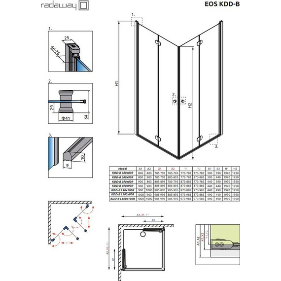 Душевое ограждение Radaway EOS KDD-B 80х80 см, хром/прозрачное - фото 3