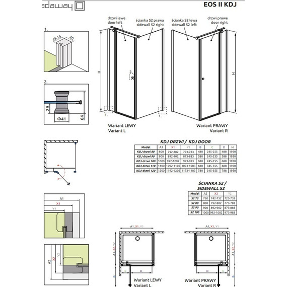 Душевое ограждение Radaway EOS II KDJ 110х80 см L/R, хром/прозрачное - фото 3