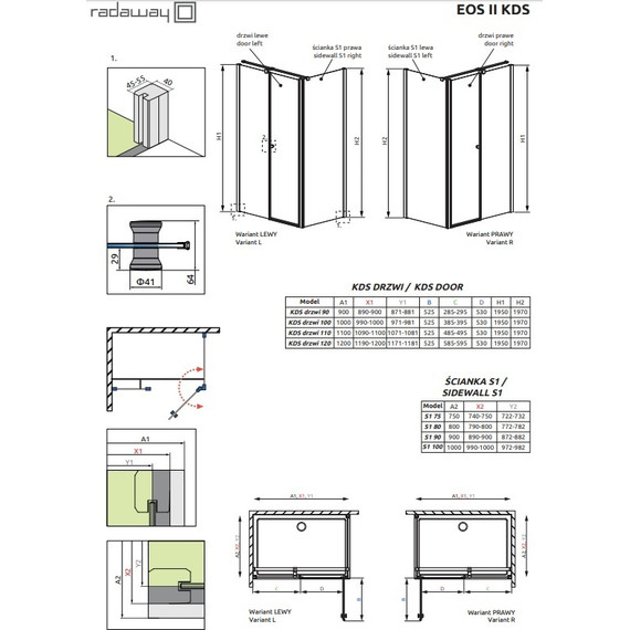 Душевое ограждение Radaway EOS II KDS 90х70 см L/R, хром/прозрачное - фото 3