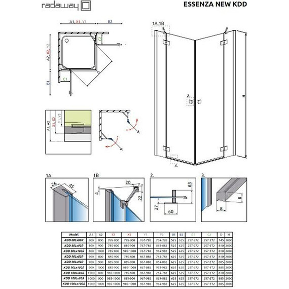 Душевое ограждение Radaway Essenza New KDD 90х90 см, хром/прозрачное - фото 3