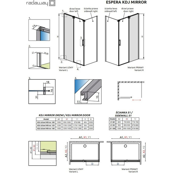 Душевое ограждение Radaway Espera KDJ Mirror 120х100 см L/R, хром/прозрачное/зеркальное - фото 3