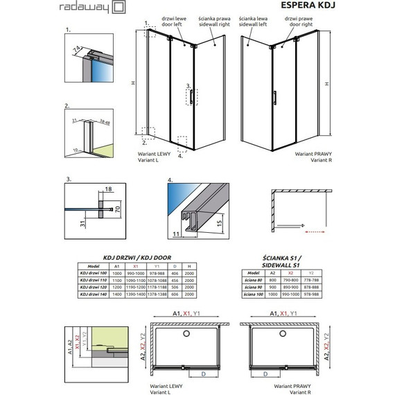 Душевое ограждение Radaway Espera KDJ 100х80 см L/R, хром/прозрачное - фото 4