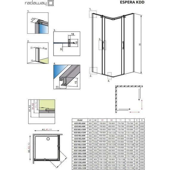 Душевое ограждение Radaway Espera KDD 90х90 см, хром/прозрачное - фото 3