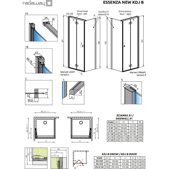 Душевое ограждение Radaway Essenza New KDJ-B 80х80 см L/R, хром/прозрачное - фото 3