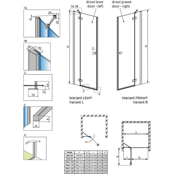 Душевая дверь Radaway Fuenta New DWJ 130 см L/R, хром/прозрачное - фото 3
