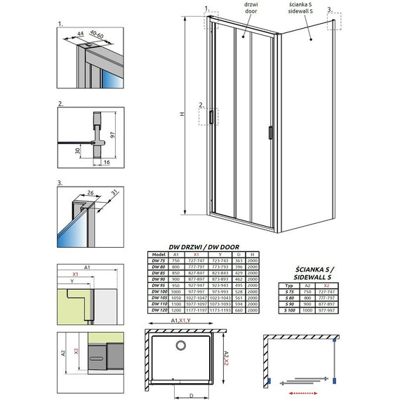 Душевое ограждение Radaway Evo DW+S 85х80 см, хром/прозрачное - фото 3