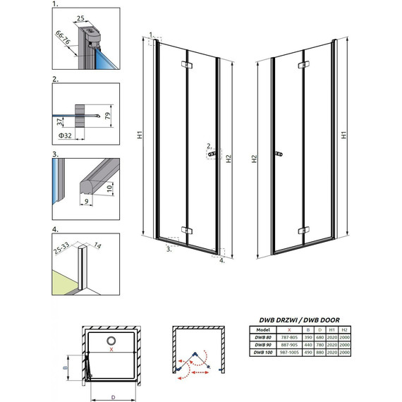 Душевая дверь Radaway Fuenta New DWB 80 см L/R, хром/прозрачное - фото 3