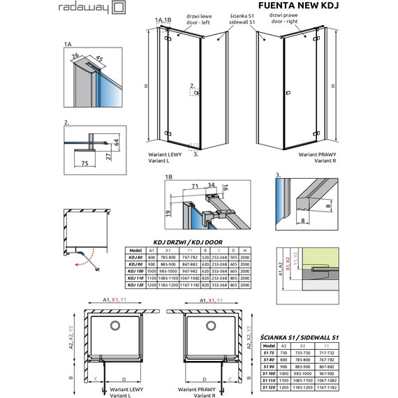 Душевое ограждение Radaway Fuenta New KDJ 100х90 см L/R, хром/прозрачное - фото 3