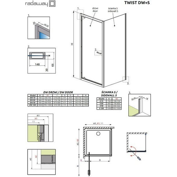 Душевое ограждение Radaway Twist DW+S 100х80 см, хром/прозрачное - фото 3